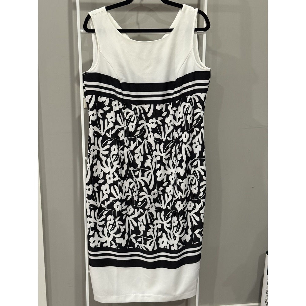 Maya‎ Brooke Mod Monochrome Office Chic Floral Dress 90's Minimalist 14